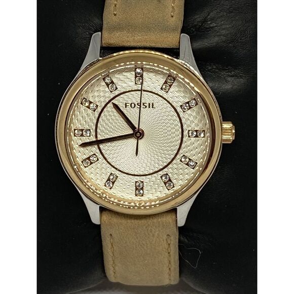 Fossil BQ1576 Womens Beige Leather Analog Beige Dial Quartz Genuine Watch HK1141 - Picture 2 of 12